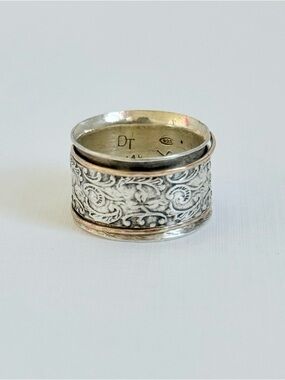 David Tishbi Wide Spinner Ring - 14K Rose Gold & .925 Sterling Silver Size 7